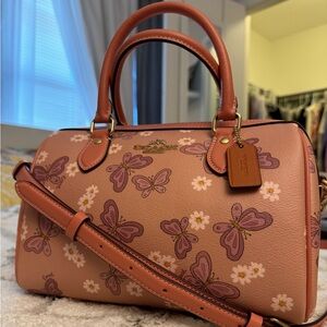 Coach rowan satchel with lovely butterfly print
